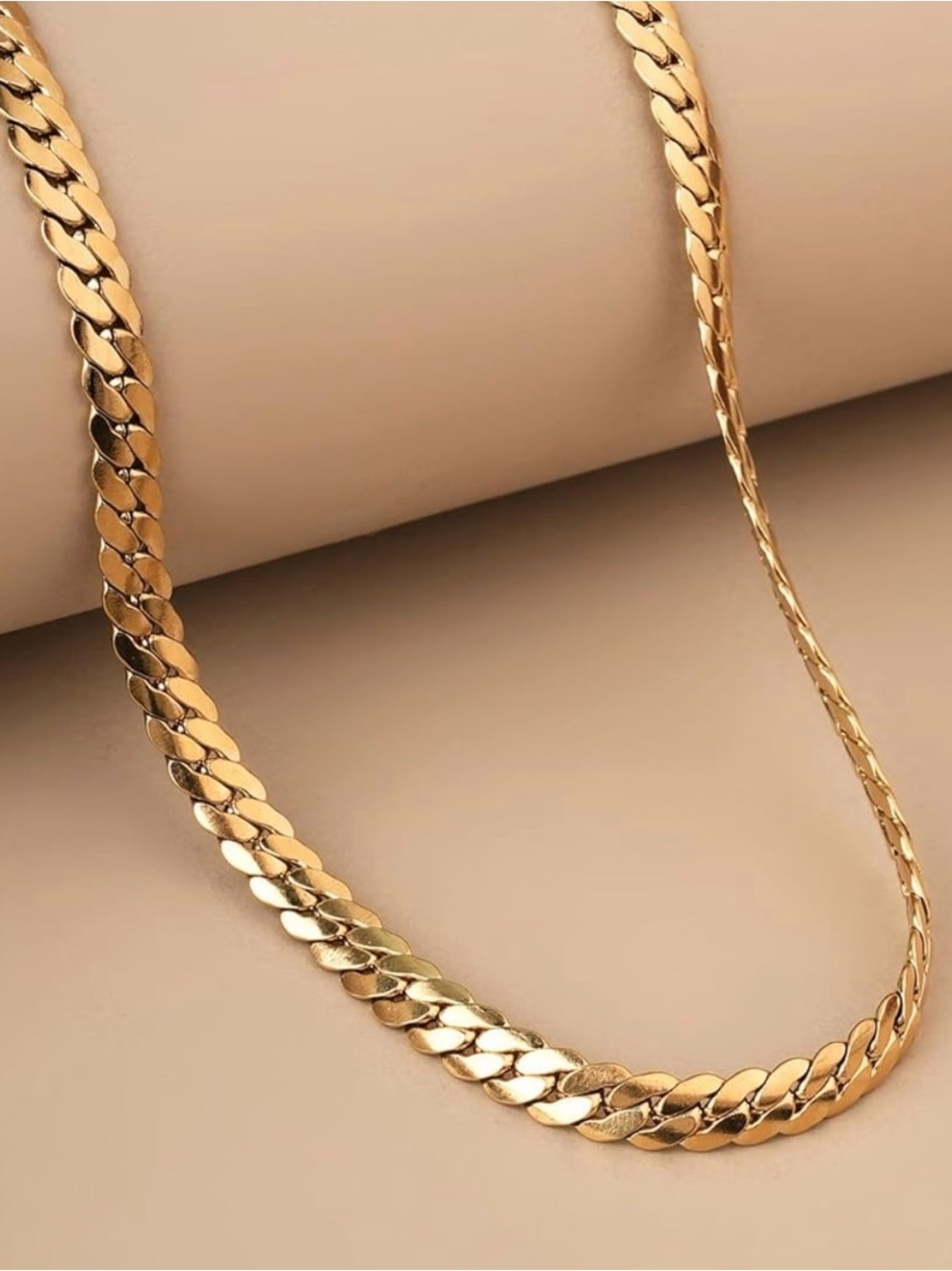 Anthropologie Gold Flat Curb Chain Necklace